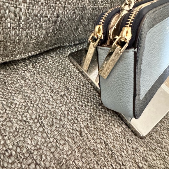 EUC Kate Spade Margaux Double Zip Bicolor Leather Chain Wallet Shoulder BAG - Picture 3 of 12